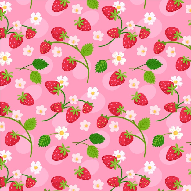 Hand drawn flat fruit and floral pattern