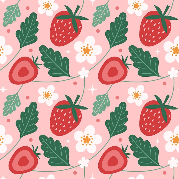 Free vector hand drawn flat fruit and floral pattern