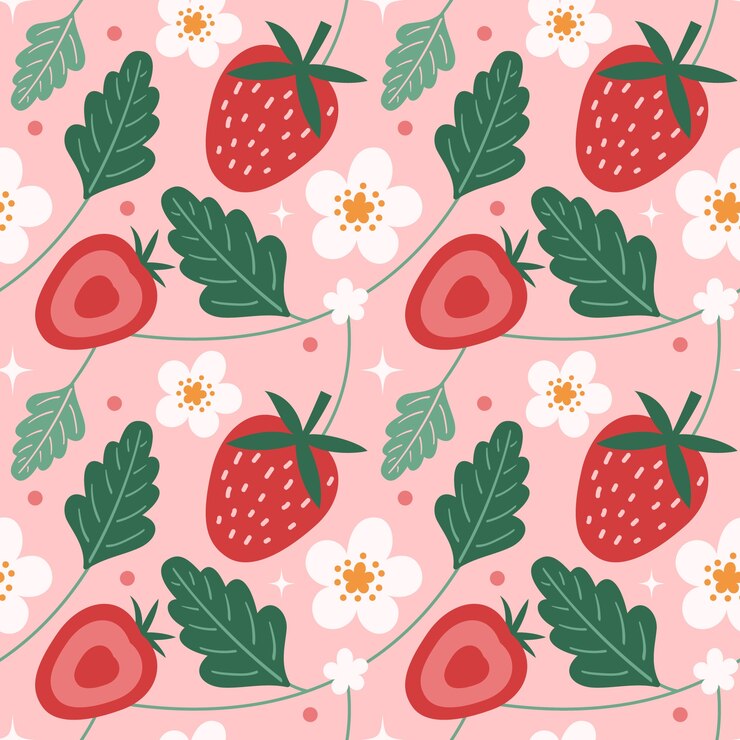 Free Vector hand drawn flat fruit and floral pattern