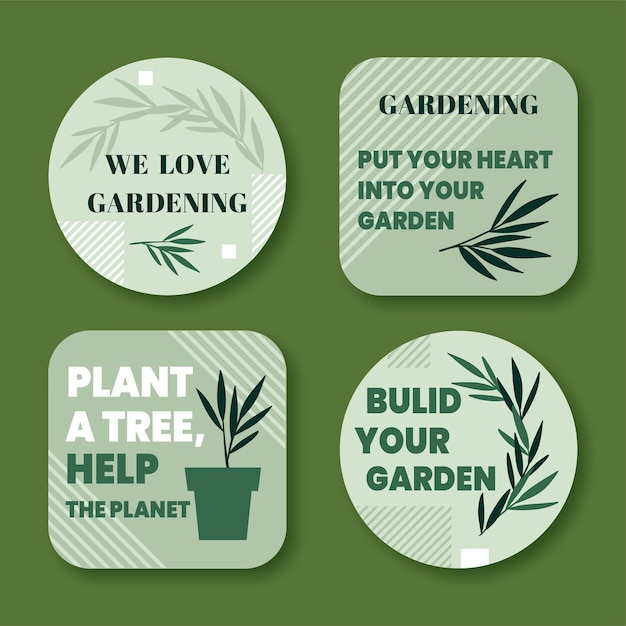 Free vector hand drawn flat gardening labels template