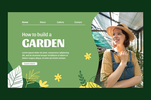 無料ベクター 手描きフラットガーダリングランディングページ