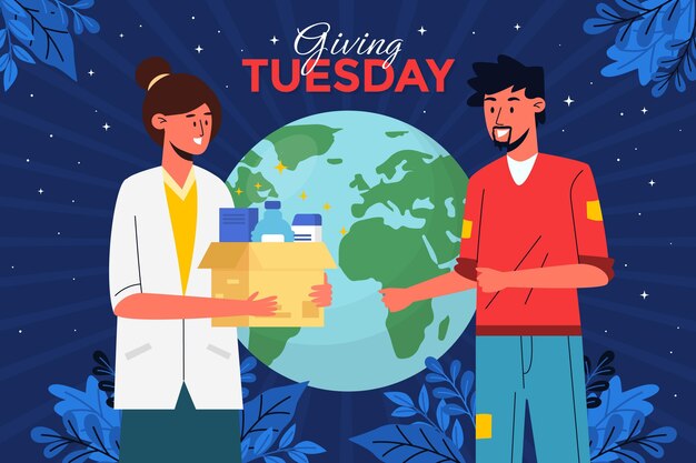 Hand drawn flat giving tuesday background