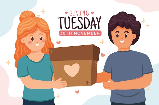 Hand drawn flat giving tuesday background