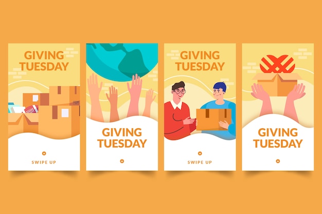 Free vector hand drawn flat giving tuesday instagram stories collection