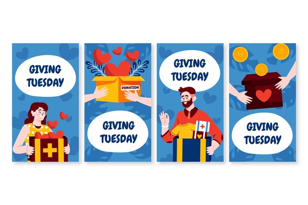 hand drawn flat giving tuesday instagram stories collection