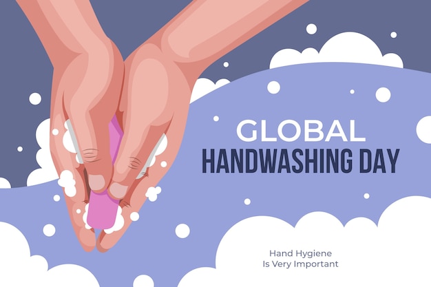 Hand drawn flat global handwashing day background