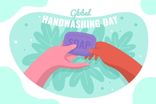 Hand drawn flat global handwashing day background