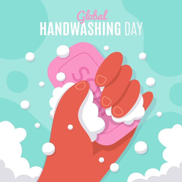 Hand drawn flat global handwashing day illustration