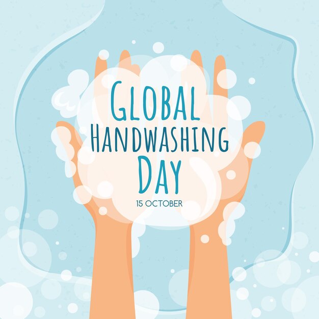 Hand drawn flat global handwashing day illustration