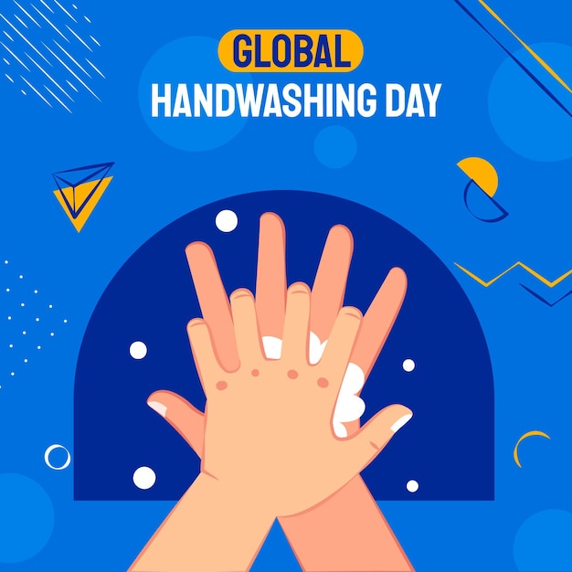 Hand drawn flat global handwashing day illustration