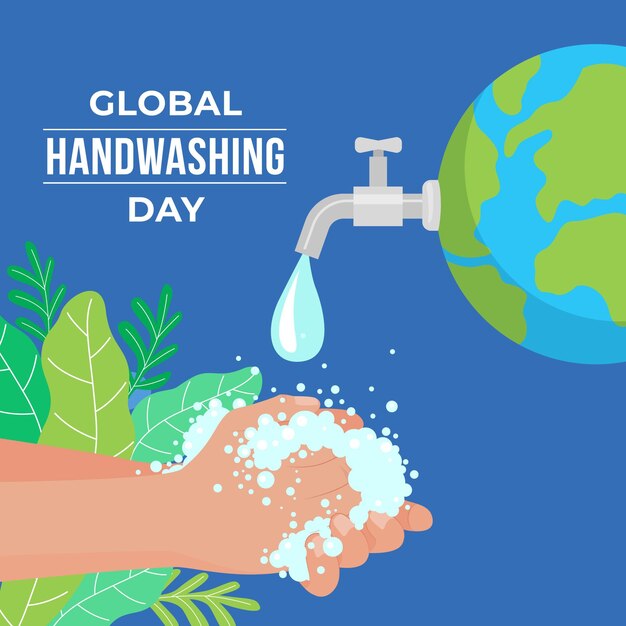 Нарисованная рукой иллюстрация глобального дня мытья рук