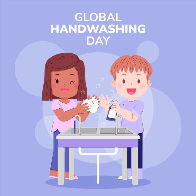 Hand drawn flat global handwashing day illustration