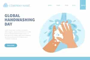 Free vector hand drawn flat global handwashing day landing page template