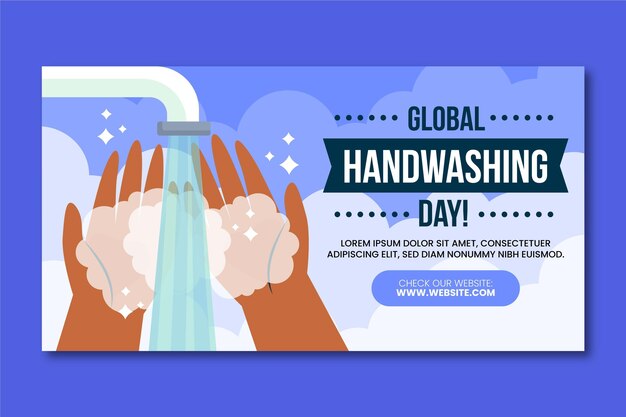 Hand drawn flat global handwashing day social media cover template