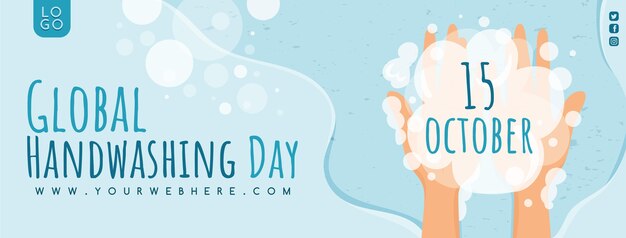 Hand drawn flat global handwashing day social media cover template