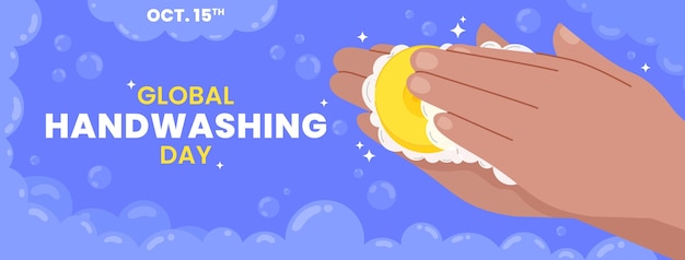 Hand drawn flat global handwashing day social media cover template