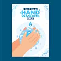 Бесплатное векторное изображение Ручной обращается плоский глобальный день мытья рук вертикальный шаблон плаката