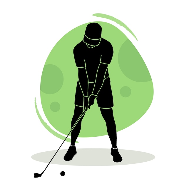 Free vector hand drawn flat golfer silhouette illustration