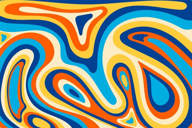 Hand drawn flat groovy psychedelic background