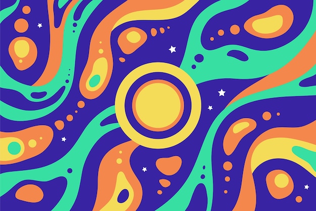 Free vector hand drawn flat groovy psychedelic background