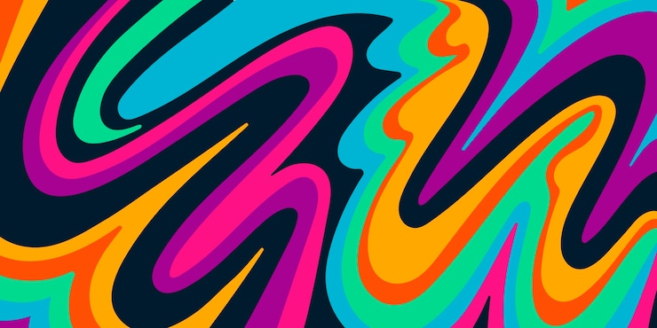 無料Vector 手描きのフラットグルーヴィーなサイケデリックな背景