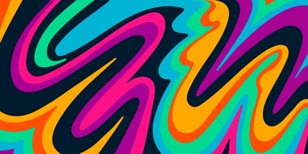 Hand drawn flat groovy psychedelic background