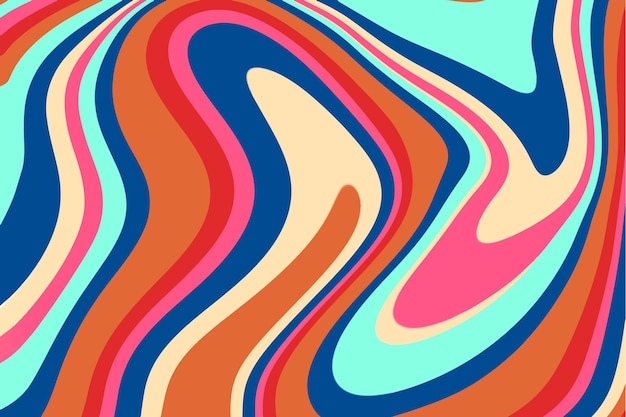 Hand drawn flat groovy psychedelic background