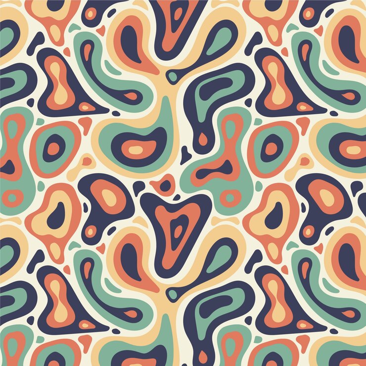Free Vector hand drawn flat groovy psychedelic pattern