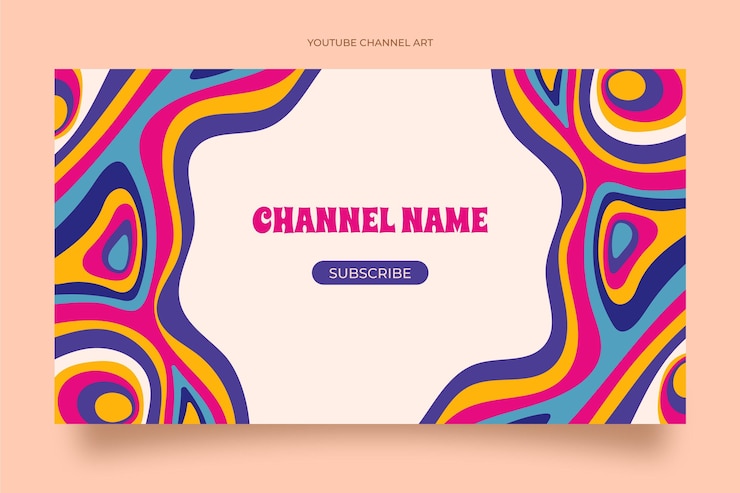 Free Vector hand drawn flat groovy psychedelic youtube channel art