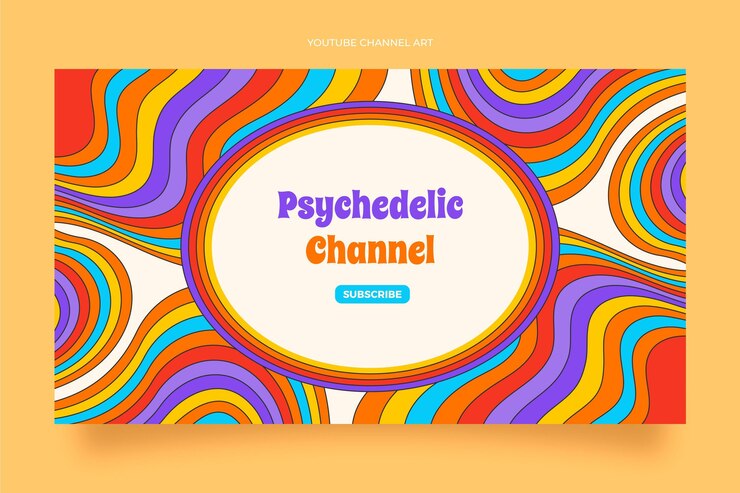 Бесплатный Вектор ручной обращается плоский заводной психоделический канал youtube
