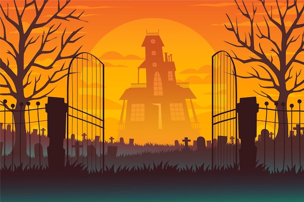 Free vector hand drawn flat halloween background