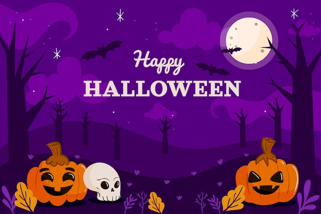 Free vector hand drawn flat halloween background