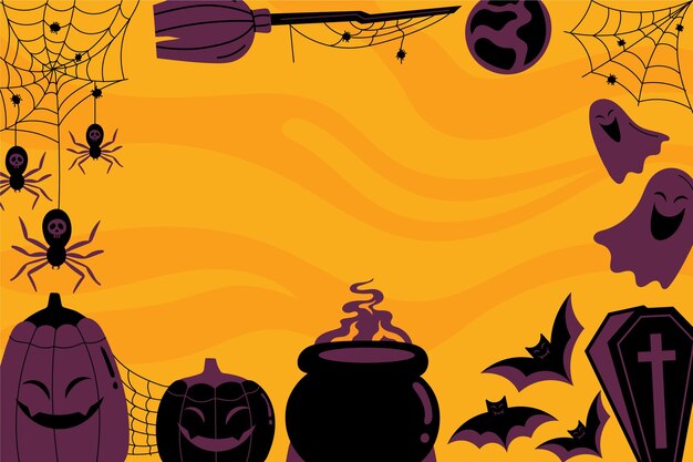 Hand drawn flat halloween background