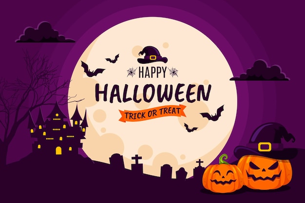 Hand drawn flat halloween background Premium Vector