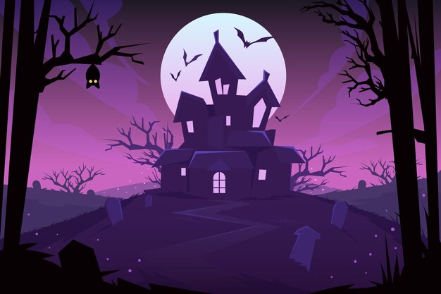 Hand drawn flat halloween background