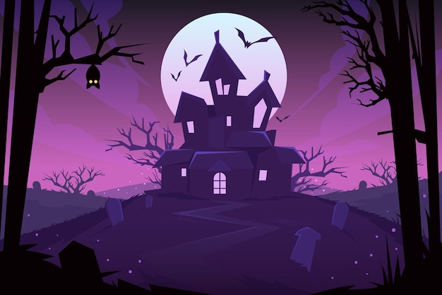 Hand drawn flat halloween background