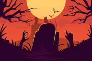 Free vector hand drawn flat halloween background