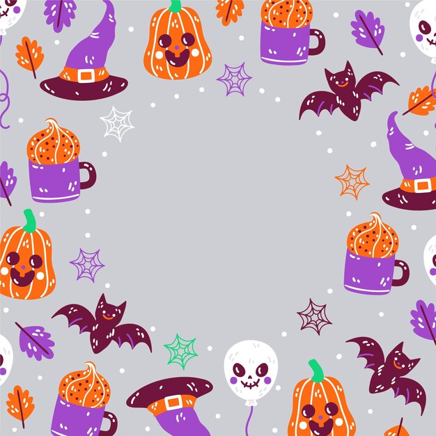 Hand drawn flat halloween background