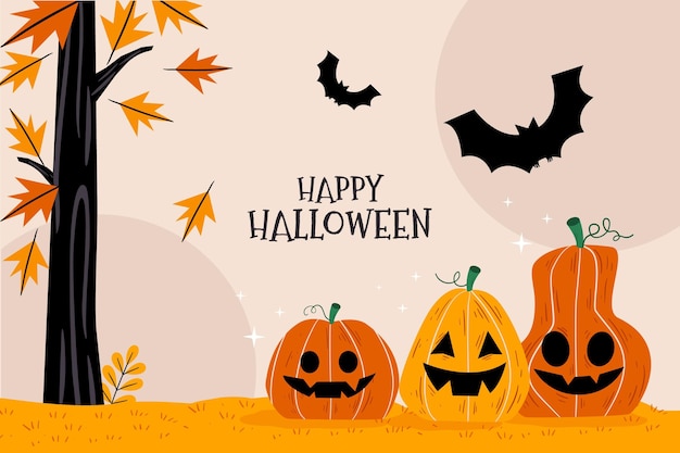 Free vector hand drawn flat halloween background