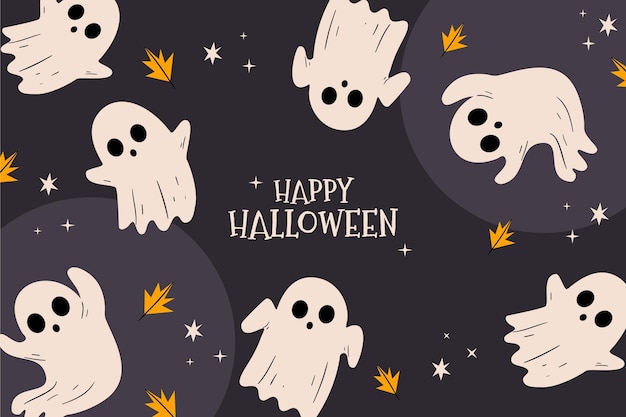 Hand drawn flat halloween background