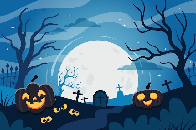 hand drawn flat halloween background