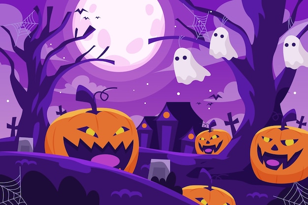 Free vector hand drawn flat halloween background