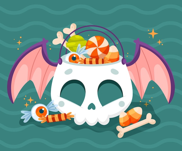 Free vector hand drawn flat halloween bag illustration