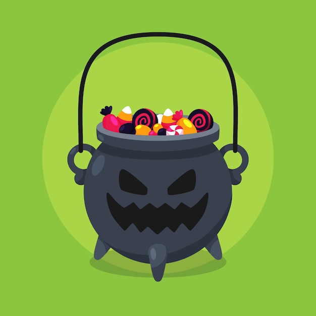 Free vector hand drawn flat halloween bag illustration