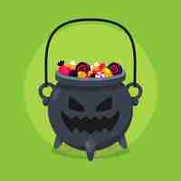 Free vector hand drawn flat halloween bag illustration