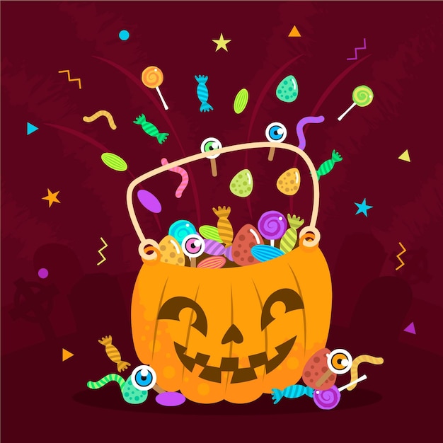 Free vector hand drawn flat halloween bag illustration