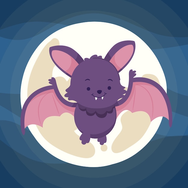 Free vector hand drawn flat halloween bat illustration