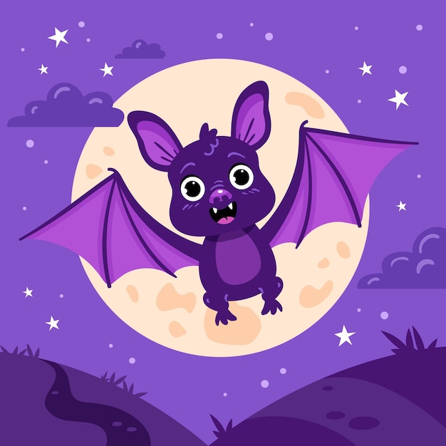 Vettore gratuito illustrazione di pipistrello di halloween piatto disegnato a mano