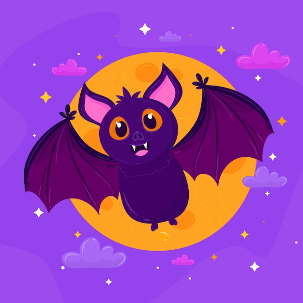 Free Vector hand drawn flat halloween bat illustration