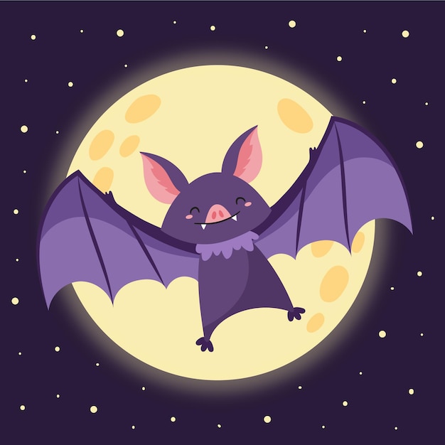 Illustrazione di pipistrello di halloween piatto disegnato a mano